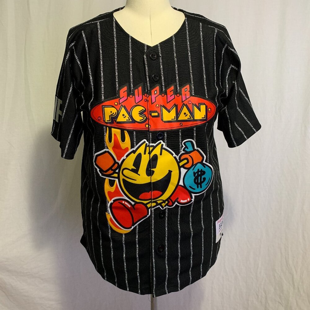Headgear Classics Baseball Jersey Super Pac-Man Money Bag Button Down Mens M